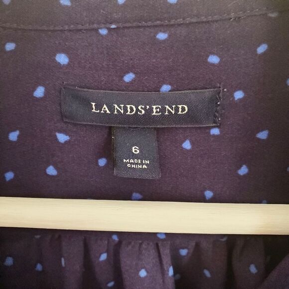 Lands End Polka Dotted Tie Blouse Size 6 - Picture 4 of 4
